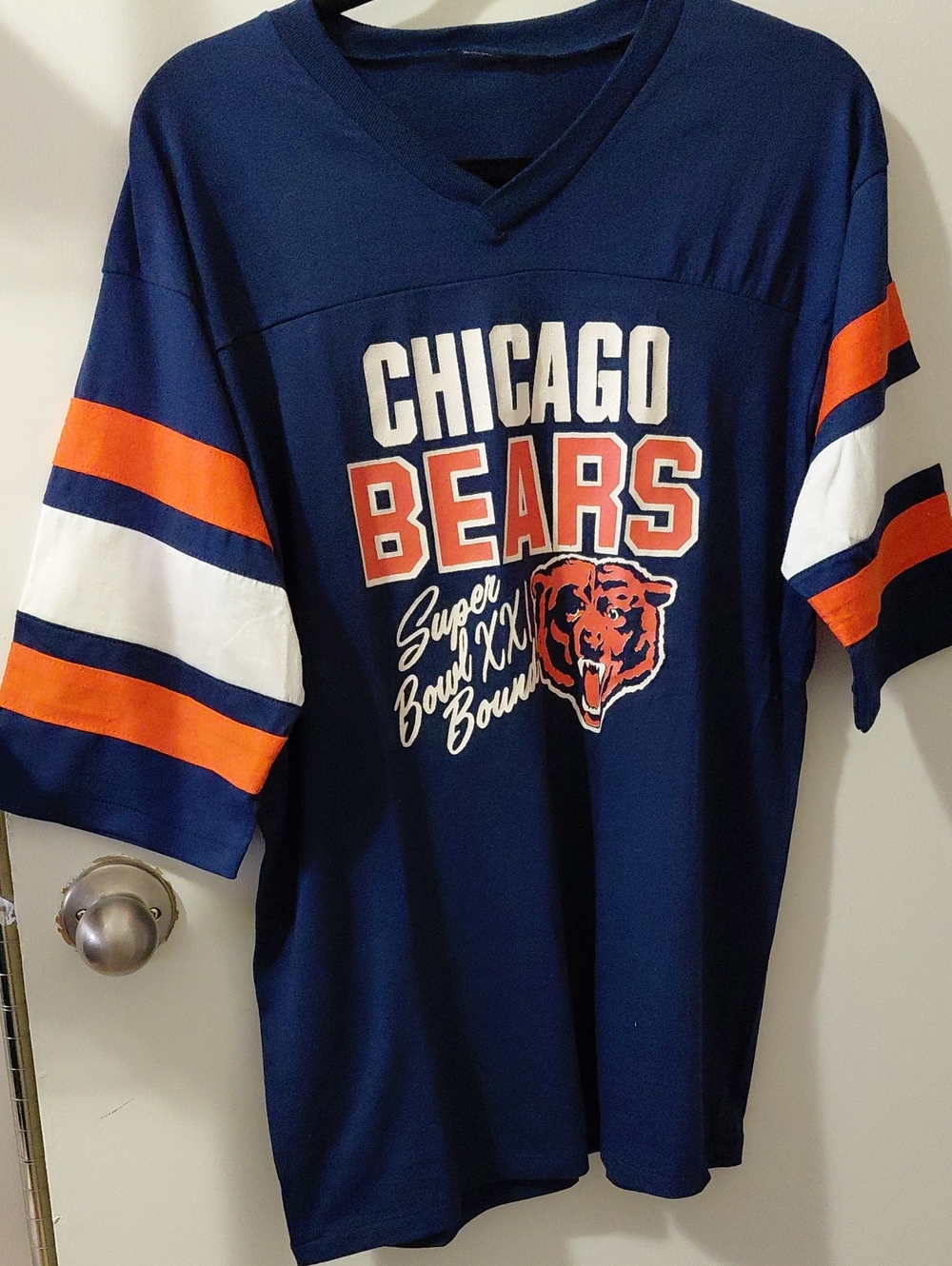 Chicago Bears Mens Navy Blue & Orange Tee